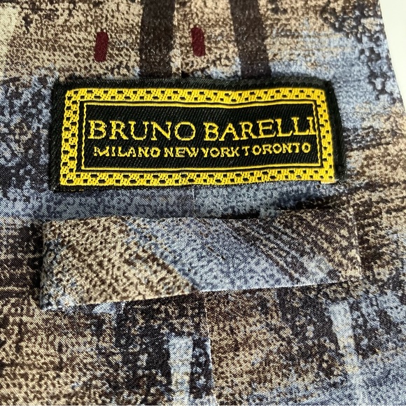 Bruno Barelli | Pure Italian silk blue & brown tie - Picture 4 of 4